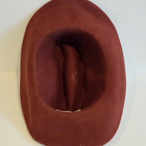 Betmar New York 100% Wool Hat Cowboy Fedora Style Red Rust Designer Feather Band - Picture 8 of 16